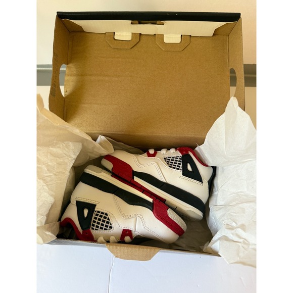 Jordan Other - Jordan 4 Retro TD Fire Red Toddler Sneakers White Red Black size 4.5 308500 110